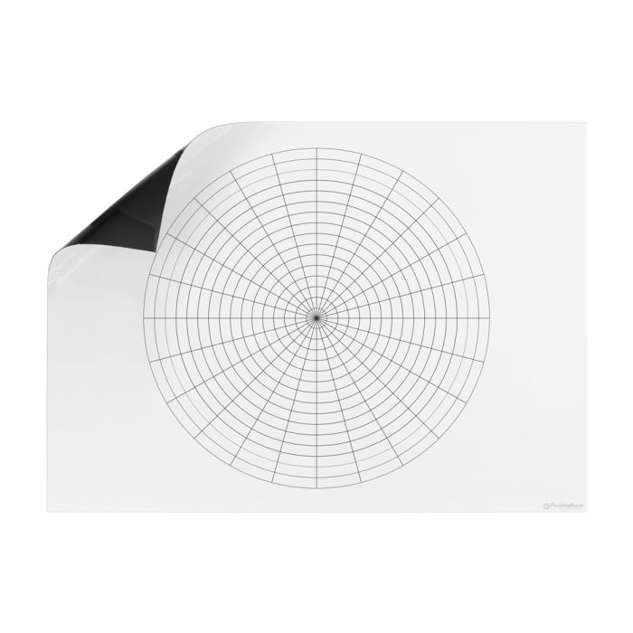 Dry Erase Polar Coordinate Axis Magnet, Black and White Polar Grid