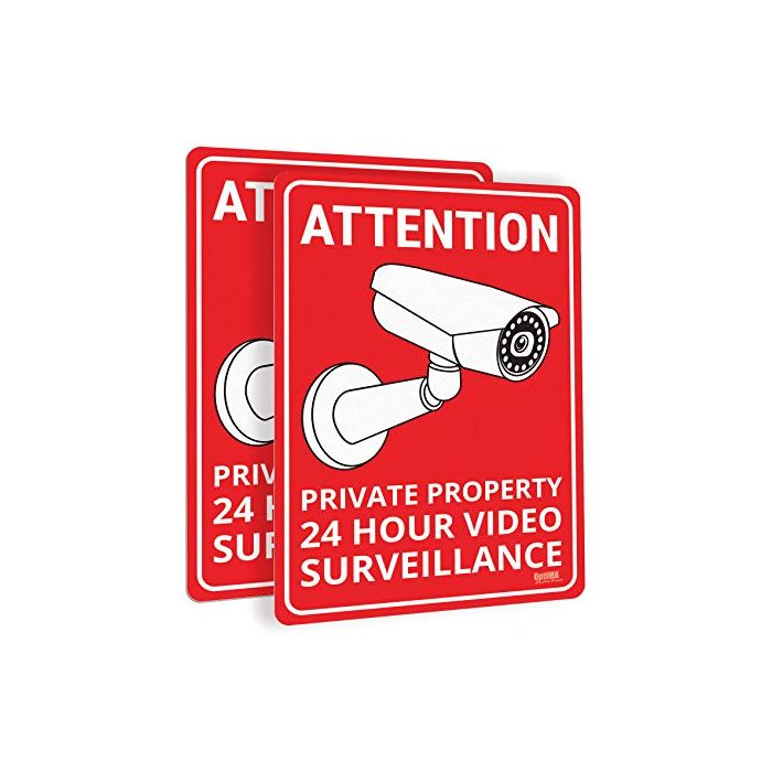 Private Property Video Surveillance Stickers, Pack of 2