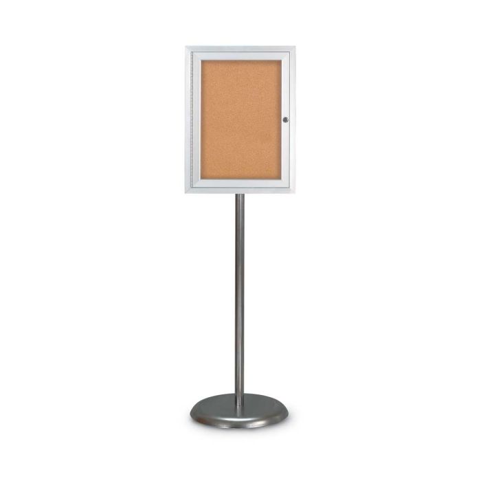 Enclosed Pedestal Standing Cork Bulletin Board