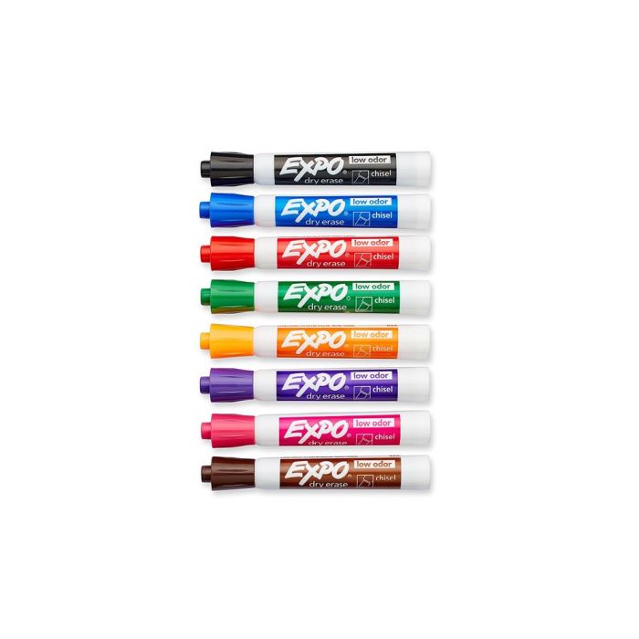 Set of 8 Assorted Color Low Odor Dry Erase Expo® Chisel Tip Markers