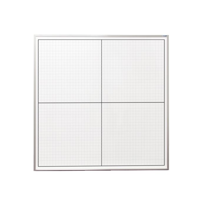 4' x 4' Opti-Print X/Y Magnetic Cartesian Graph Board with 1" Cork Map Rail
